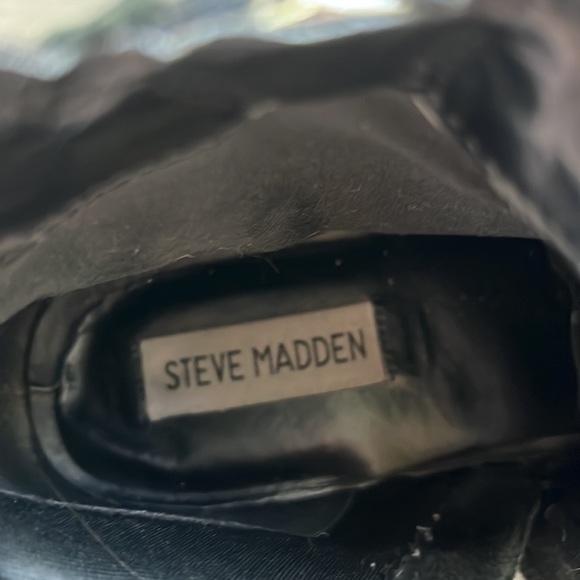 🆑 [4/$20] Steve Madden Black Leather Silver Zipper Heeled Ankle Booties - Picture 10 of 10